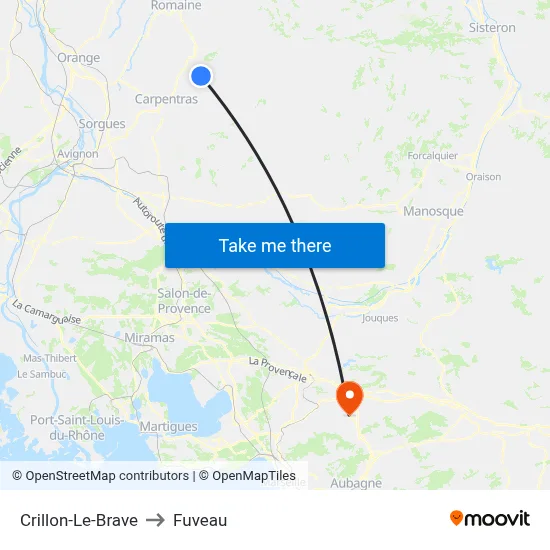 Crillon-Le-Brave to Fuveau map