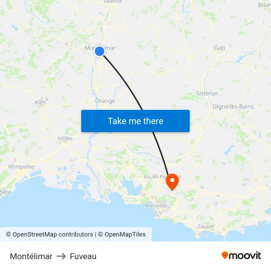 Montélimar to Fuveau map
