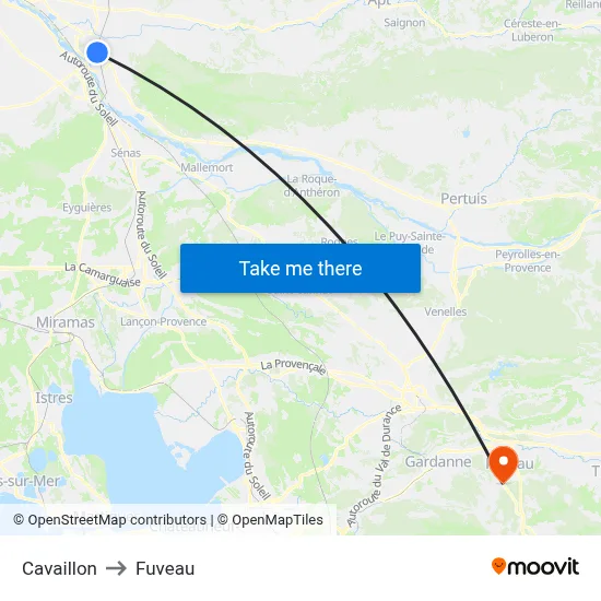 Cavaillon to Fuveau map