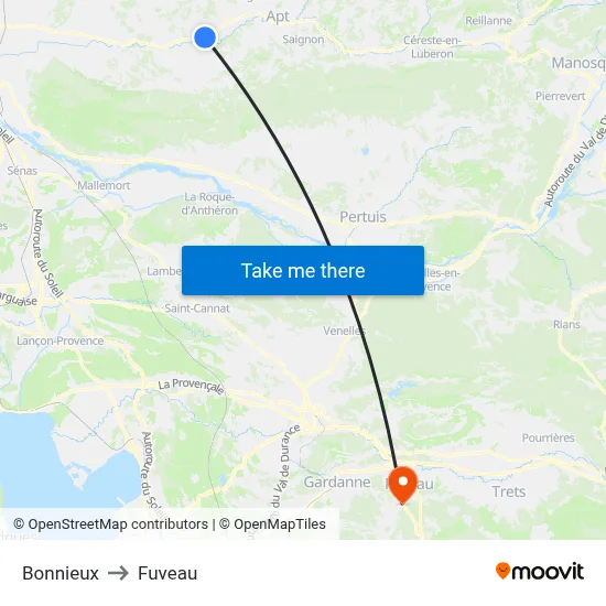 Bonnieux to Fuveau map