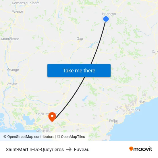 Saint-Martin-De-Queyrières to Fuveau map