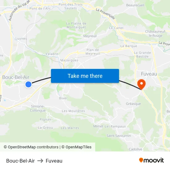 Bouc-Bel-Air to Fuveau map
