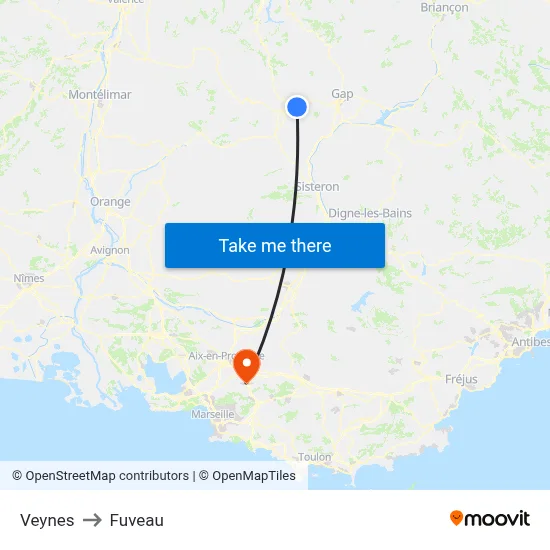 Veynes to Fuveau map