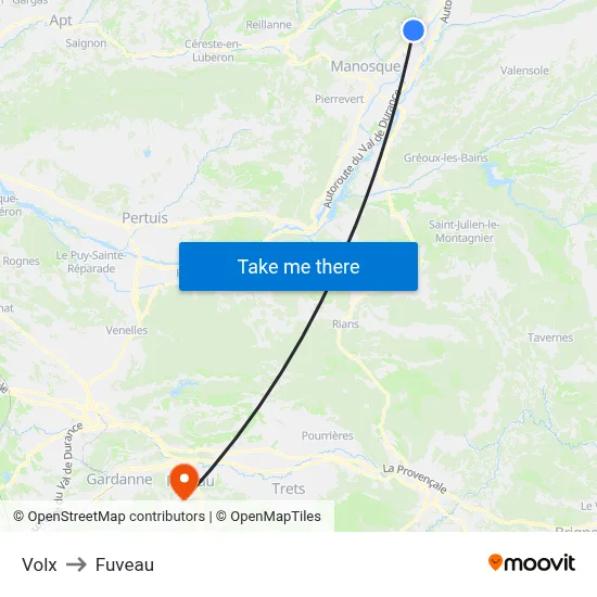 Volx to Fuveau map