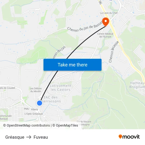 Gréasque to Fuveau map