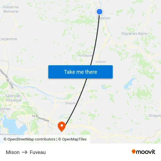 Mison to Fuveau map