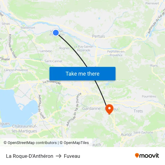 La Roque-D'Anthéron to Fuveau map