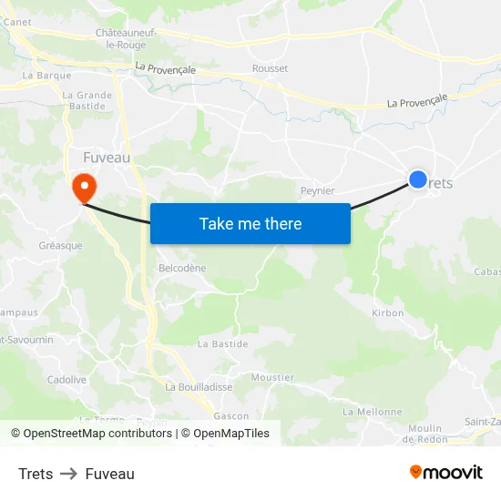 Trets to Fuveau map