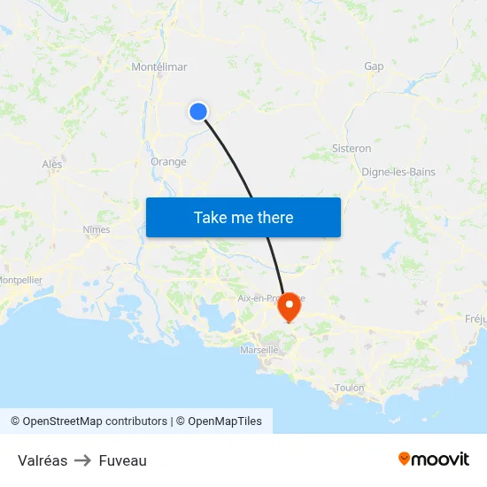 Valréas to Fuveau map