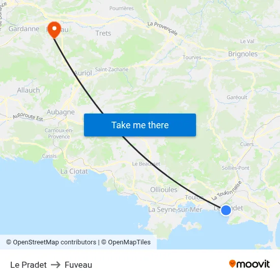 Le Pradet to Fuveau map