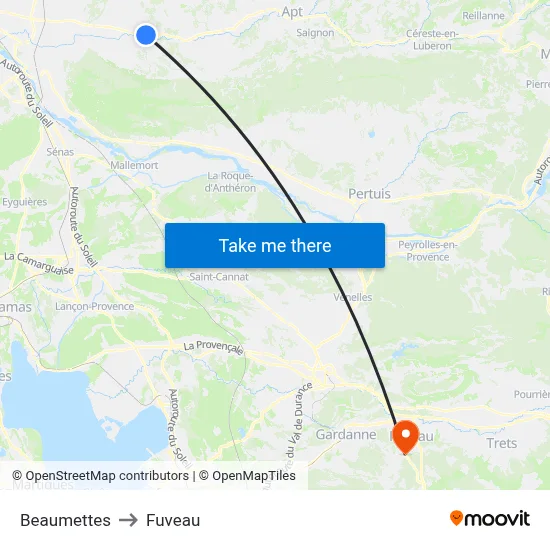 Beaumettes to Fuveau map