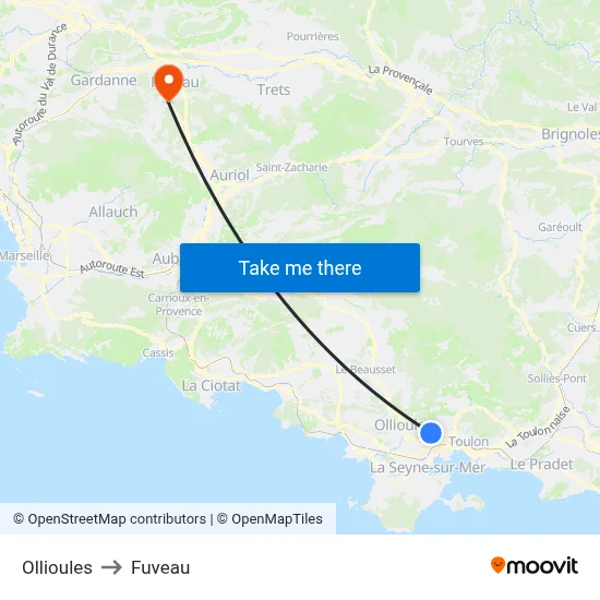 Ollioules to Fuveau map