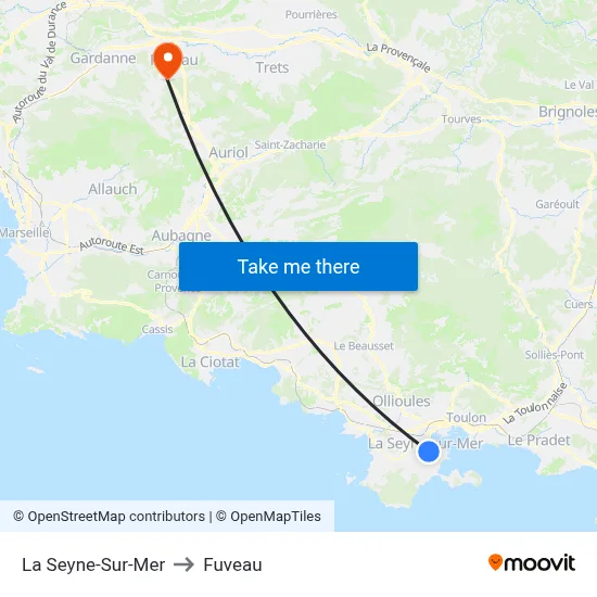 La Seyne-Sur-Mer to Fuveau map