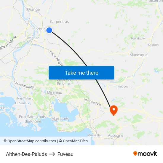 Althen-Des-Paluds to Fuveau map