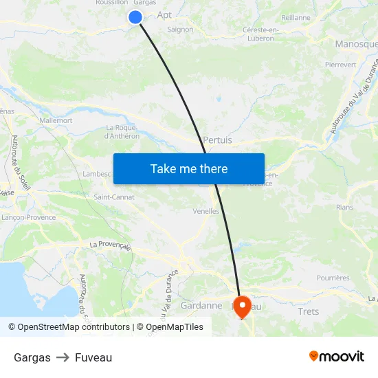 Gargas to Fuveau map