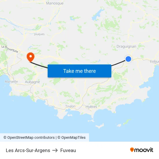 Les Arcs-Sur-Argens to Fuveau map