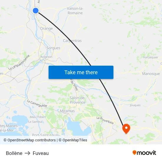 Bollène to Fuveau map
