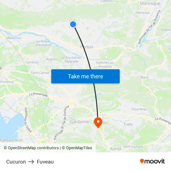 Cucuron to Fuveau map