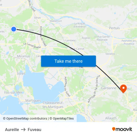 Aureille to Fuveau map
