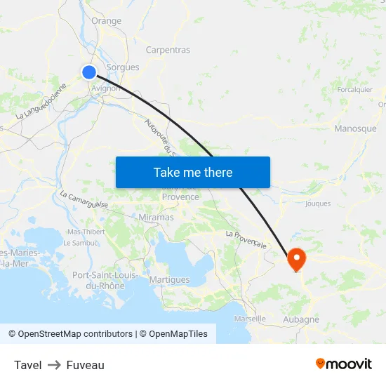 Tavel to Fuveau map