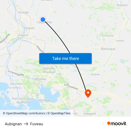 Aubignan to Fuveau map