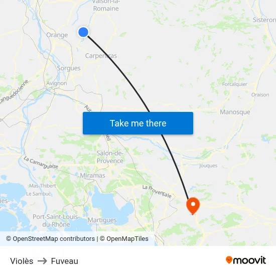Violès to Fuveau map