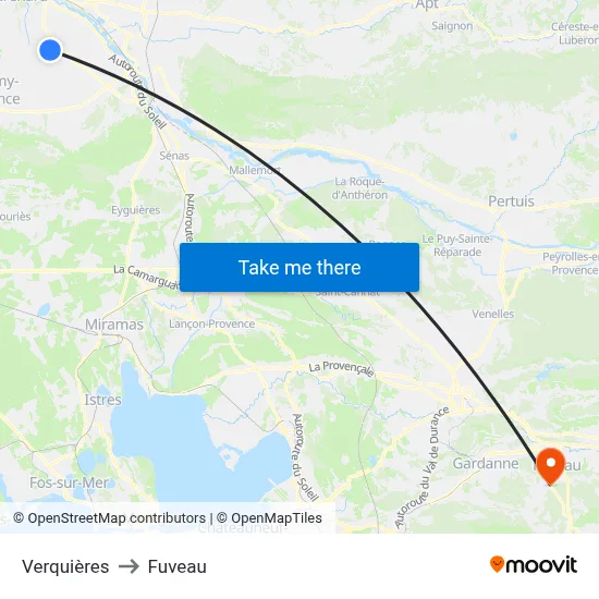 Verquières to Fuveau map