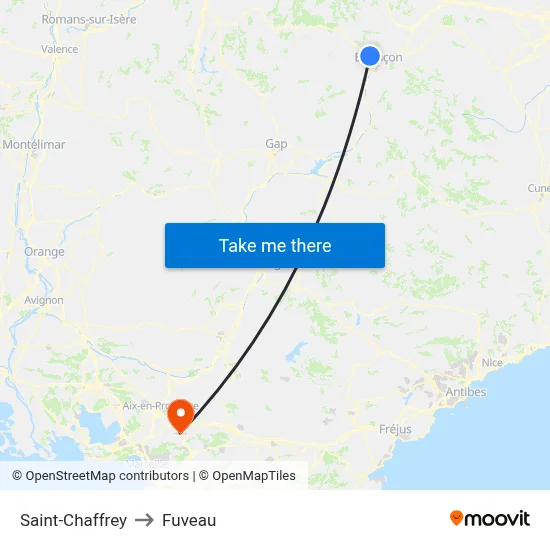 Saint-Chaffrey to Fuveau map