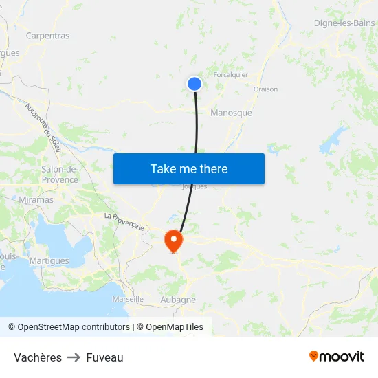 Vachères to Fuveau map