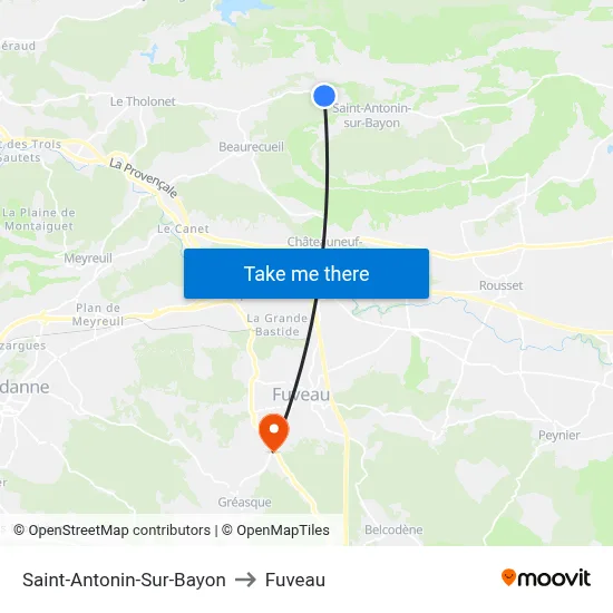 Saint-Antonin-Sur-Bayon to Fuveau map