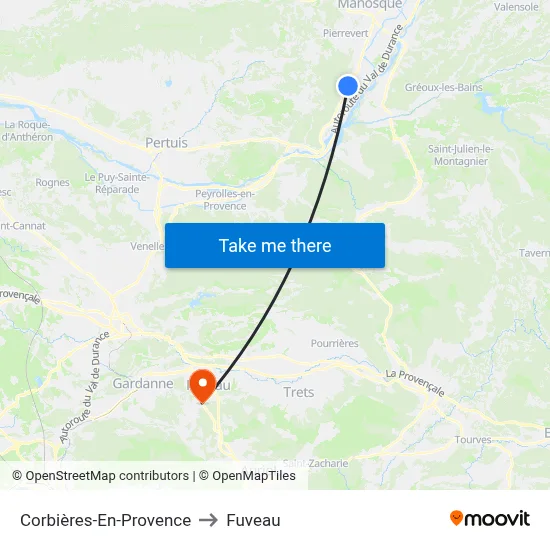 Corbières-En-Provence to Fuveau map