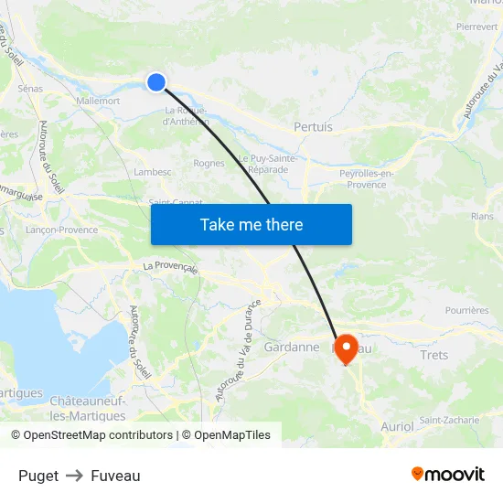 Puget to Fuveau map