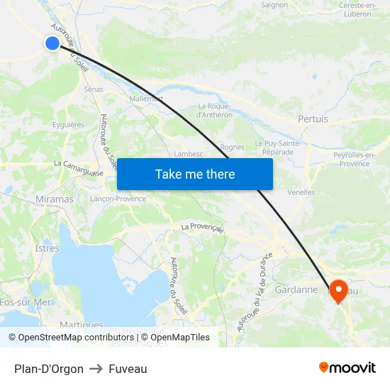 Plan-D'Orgon to Fuveau map