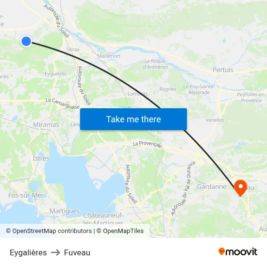Eygalières to Fuveau map