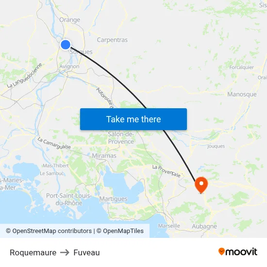 Roquemaure to Fuveau map