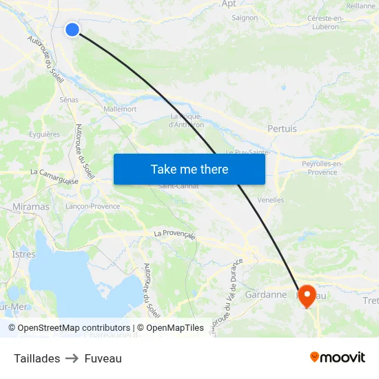 Taillades to Fuveau map