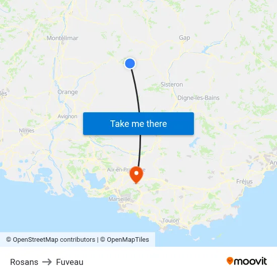 Rosans to Fuveau map