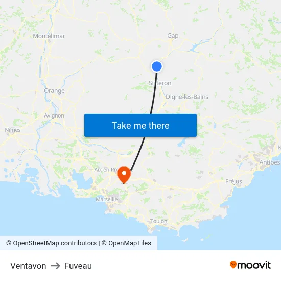 Ventavon to Fuveau map