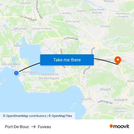Port-De-Bouc to Fuveau map