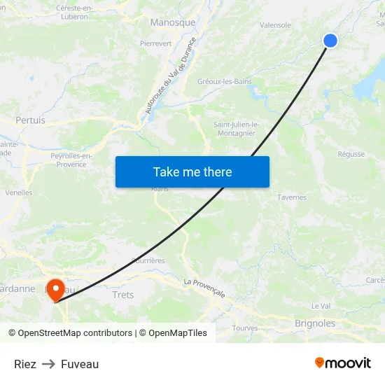 Riez to Fuveau map