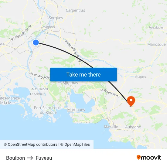 Boulbon to Fuveau map