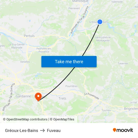Gréoux-Les-Bains to Fuveau map