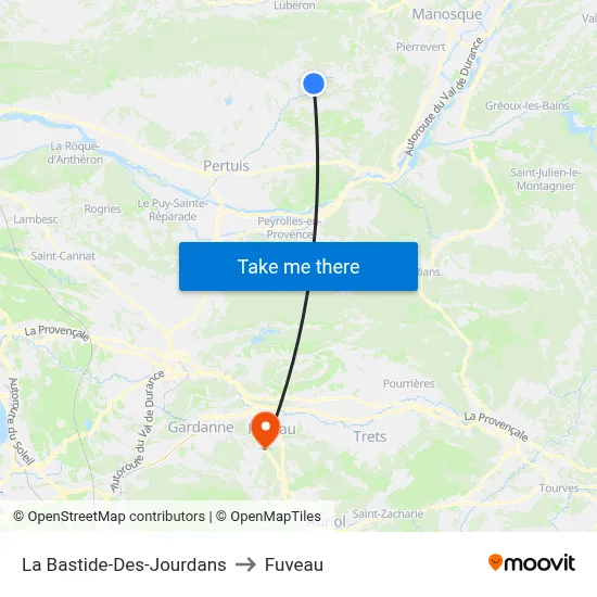 La Bastide-Des-Jourdans to Fuveau map