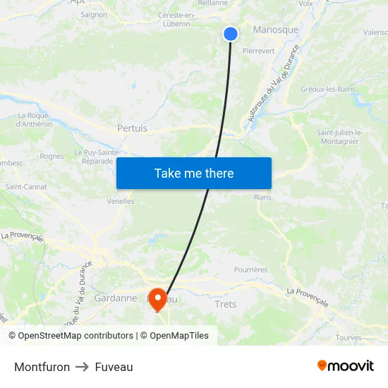 Montfuron to Fuveau map