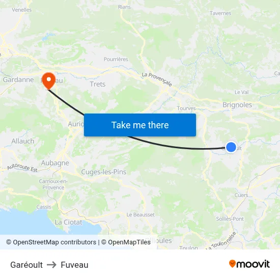 Garéoult to Fuveau map