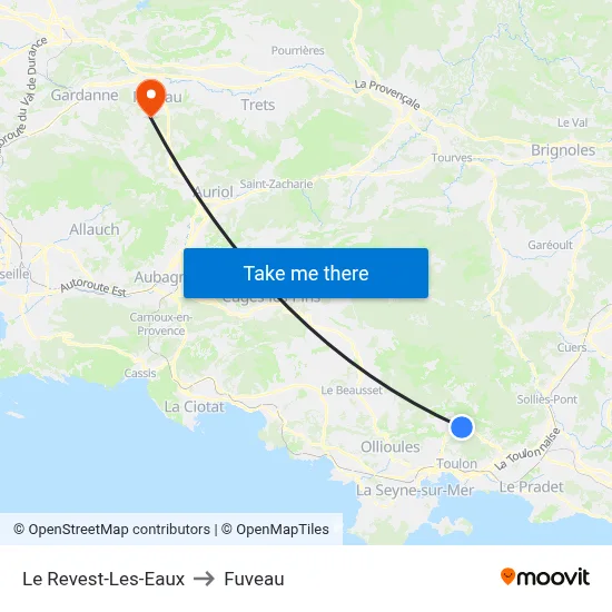 Le Revest-Les-Eaux to Fuveau map