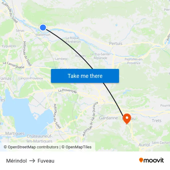 Mérindol to Fuveau map