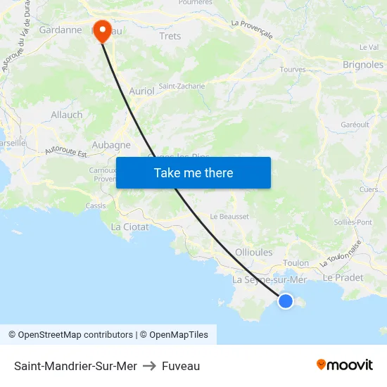 Saint-Mandrier-Sur-Mer to Fuveau map