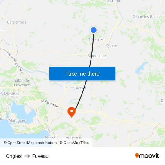 Ongles to Fuveau map