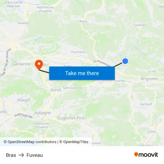 Bras to Fuveau map